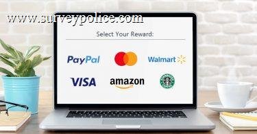 Survey reward choices on laptop